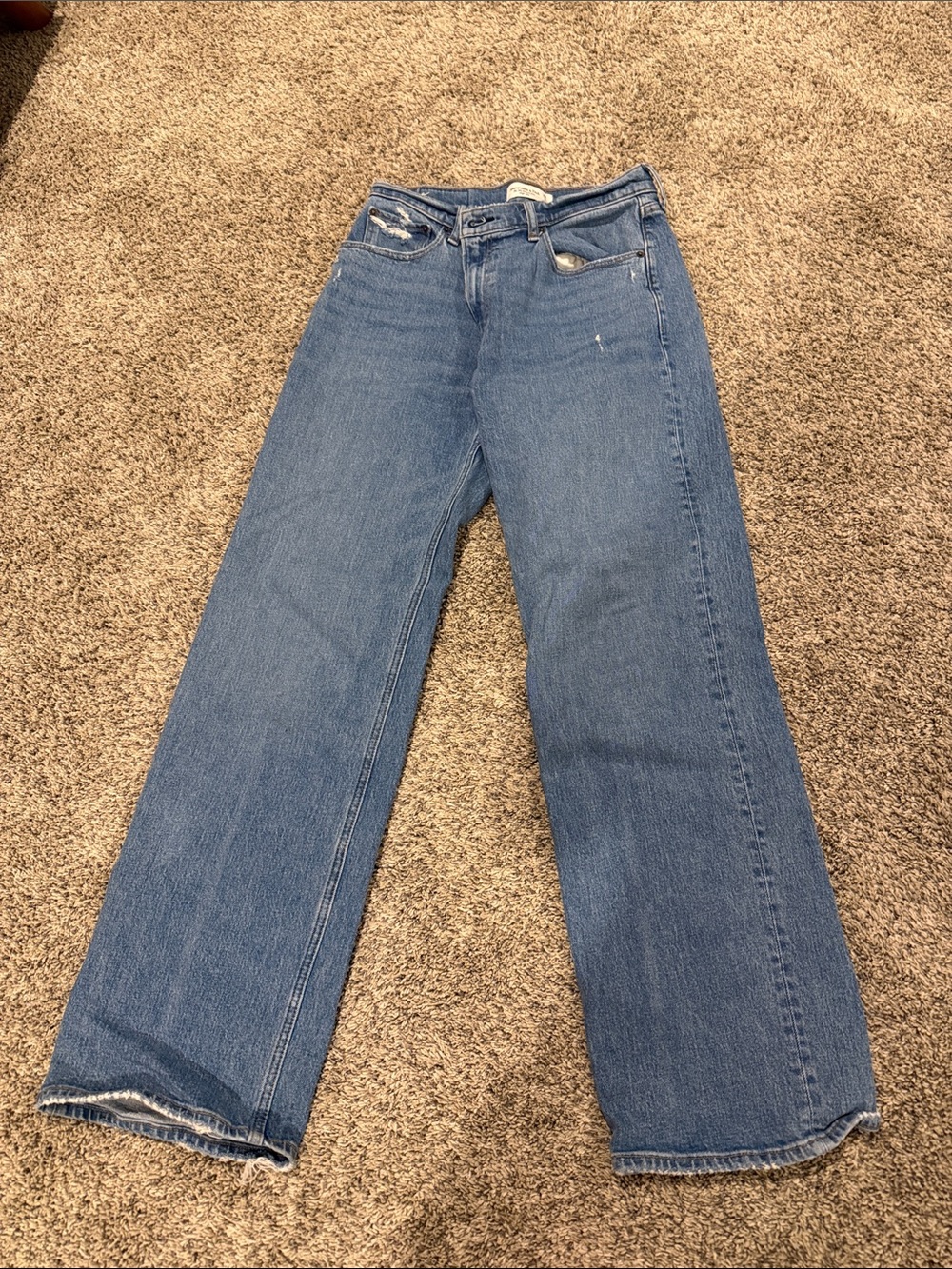 Abercrombie & Fitch High-Rise Wide-Leg Jeans in Blue Denim
